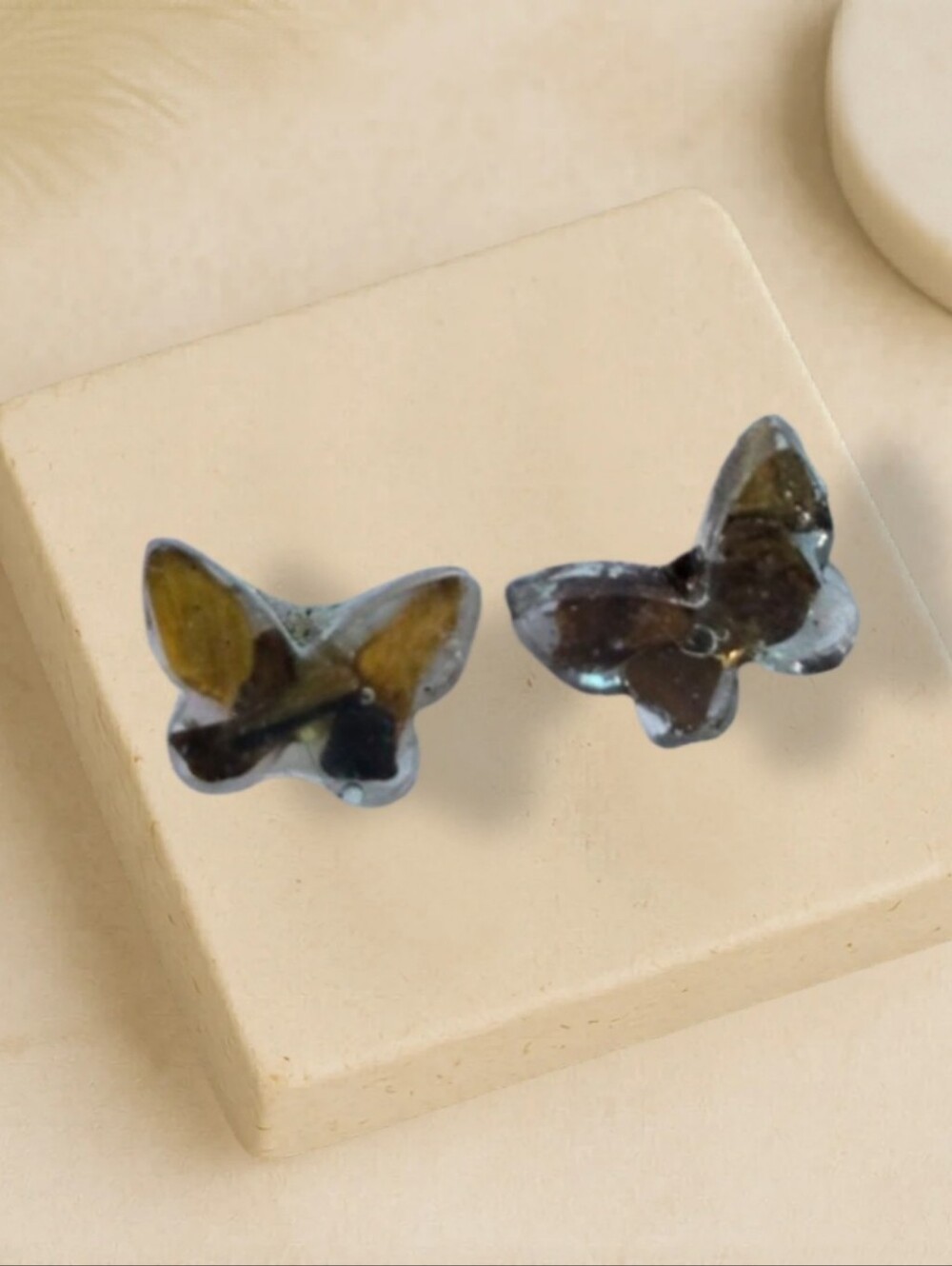 Tigers Eye Butterfly Stud Earrings Hypoallergenic